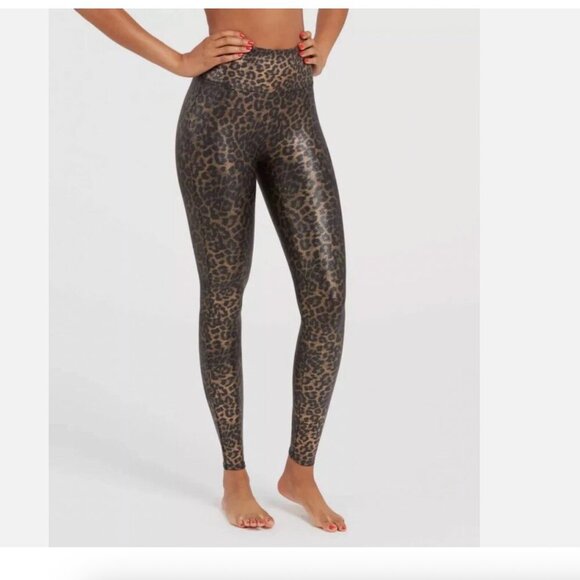 Spanx faux leather leopard print leggings - Picture 1 of 5
